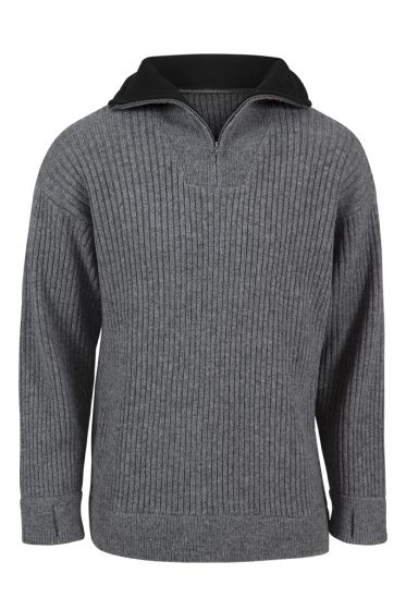 Varde Veslesmeden Grovstrikket ullgenser med 1/4  zip i hals grå