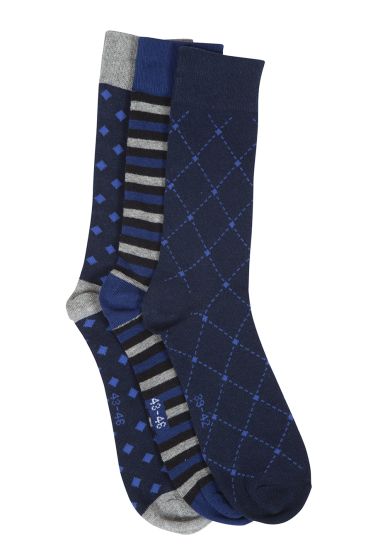 Basic Serge strømper i gaveeske 3pk marine