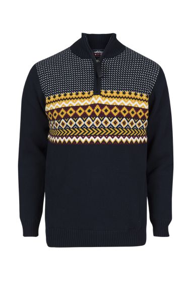 Vinson Camp strikkegenser med 1/4 zip i hals og varmt fòr. blå