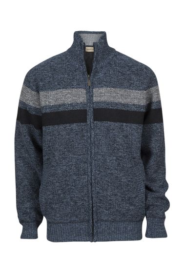 Denim & Casual strikkejakke med høy hals og glidelås blå