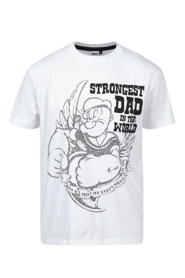 Pop Eye strongest dad t-shirt hvit