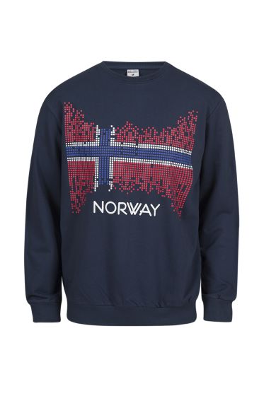 Denim & Casual collegegenser med det norske flagg marine