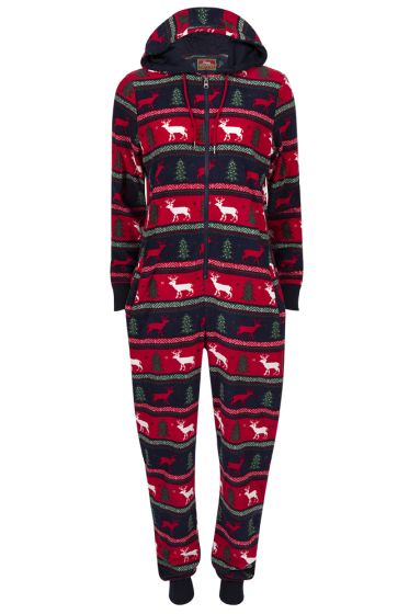 Ugly jumpsuit i fleece vintermotiv til herre rød