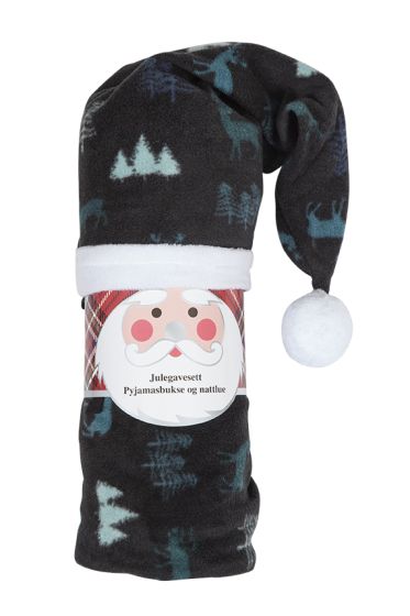 Ugly pyjamasbukse i fleece med lue sort
