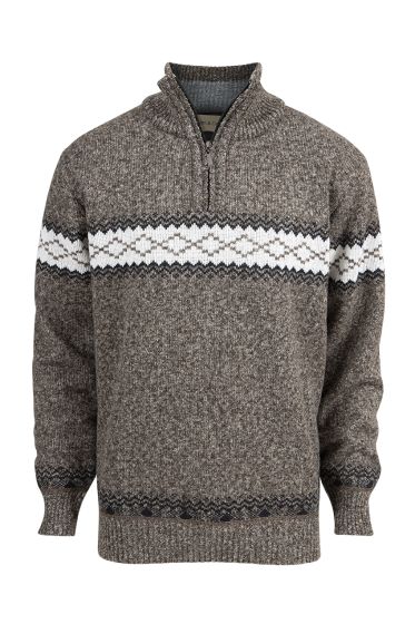 Denim & Casual Henry Strikkegenser med fleecefòr grå