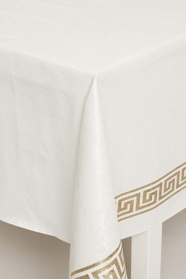 Voksduk Damask med bord Hvit-gull