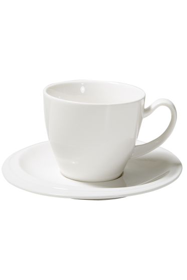 Living Round Kopp med fat 220ml rund hvit