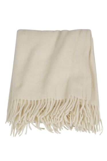 Ullpledd ensfarget 130x170cm offwhite