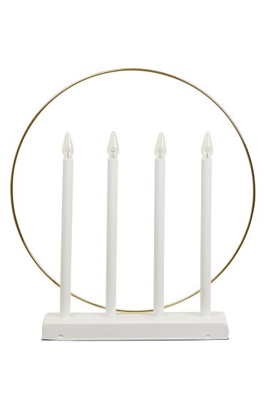 Adventsstake LED-lys med gullring hvit