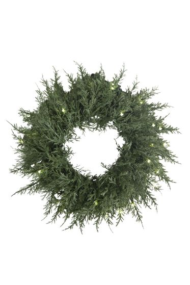 Krans thuja med 30 LED-lys grønn