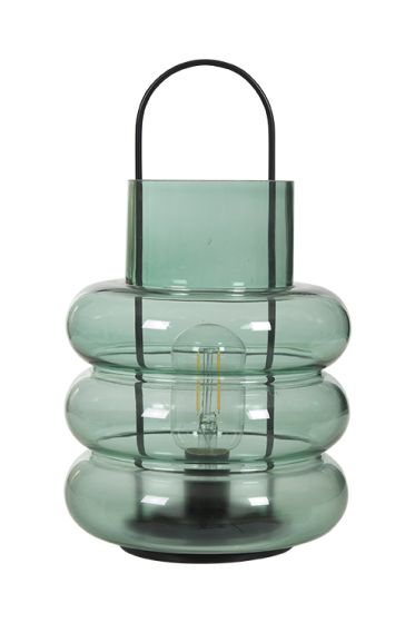 Glasslykt med ledpære 29cm grønn