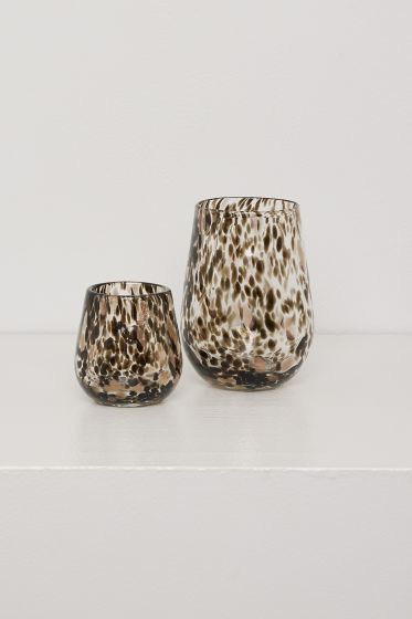 Marian telysglass leopardmønster grå