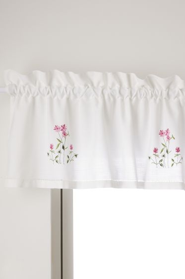 Rosa blomst gardinkappe offwhite