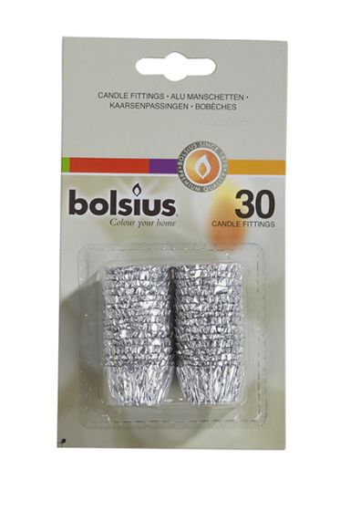 Bolsius metallkopp for lys 30stk sølv