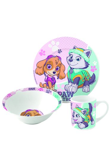 Paw Patrol 3-delt keramikksett rosa rosa/grønn