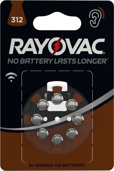 Rayovac Batteri for høreapparat V312 PR41 8 stk v312 pr41