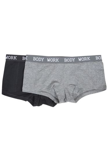 Ann boxer 2pk sort og gråmelert