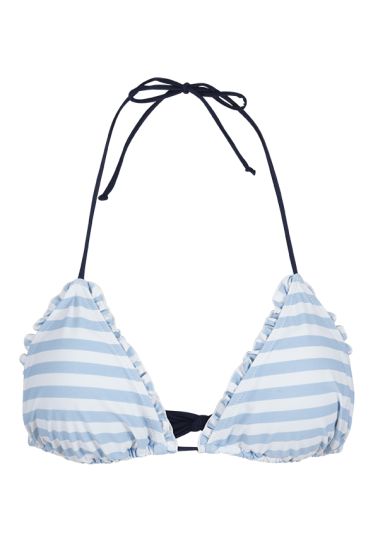 Swimwear bikinioverdel trekant-bh blå/hvit