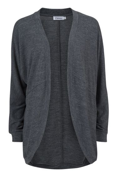 Curves Stella melert cardigan gråmelert