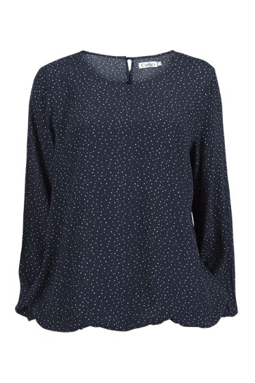 Curves Alice bluse med print marine