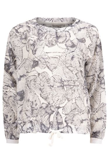 Lifetime Paisley bluse med print og snøring hvit-gråblå