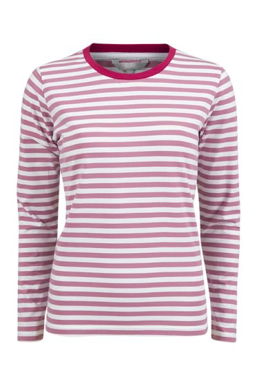 Lifetime stripet topp med kontrasthals rosa