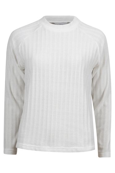 Lifetime ribbestrikket velurgenser med liten hals offwhite