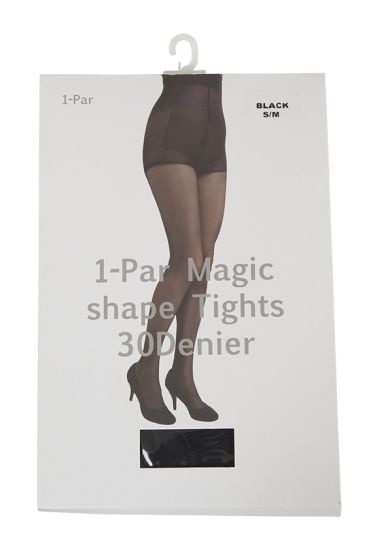 Basic strømpebukse semi shine 30 denier high waist shaping sort