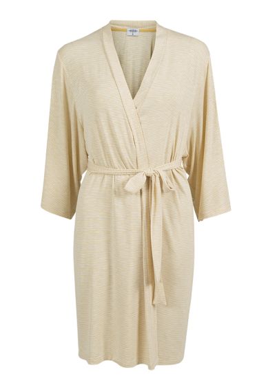 Nightwear stripet morgenkåpe lys gul