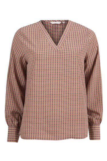 Lifetime Mya bluse i hundetannsmønster rød-beige
