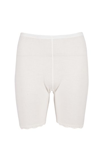 Eva Flora Shorts i merinoull med blondekant offwhite