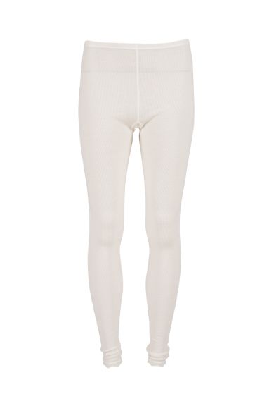 Eva Flora Longs i merinoull med blondekant offwhite