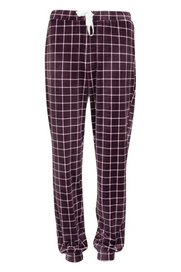 Nightwear Agena rutet pyjamasbukse i fleece plomme