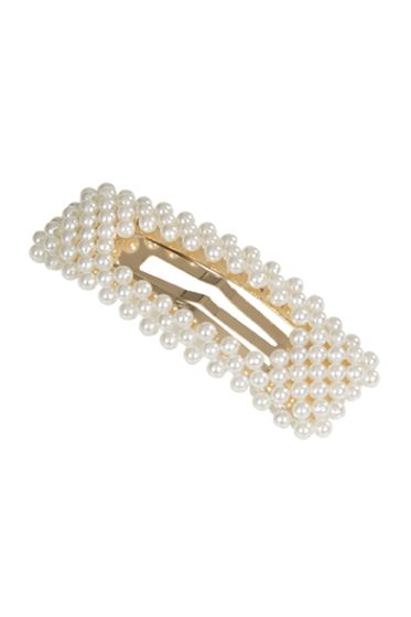 LT KIDS ACCESSORIES Hårpynt firkantet med perle hvit/gull