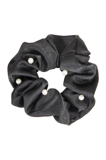 Scrunchie med perler sort
