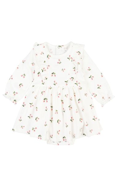 Kjole med body og print Offwhite