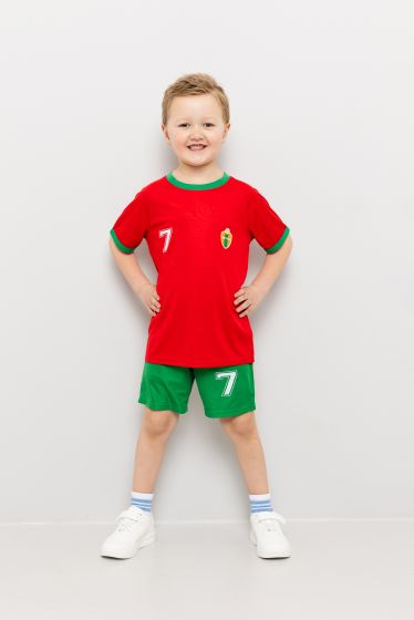 Fotballsett 2delt Portugal rød-grønn