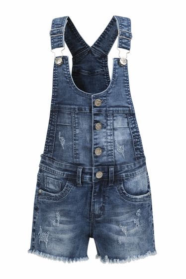 Teen Club jeans seleshorts med knapper i front. Justerbare seler blå