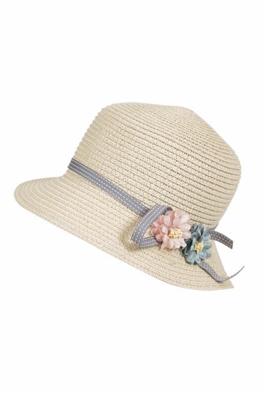 LT KIDS ACCESSORIES Hatt og veske med søt blomsterdekor. natur
