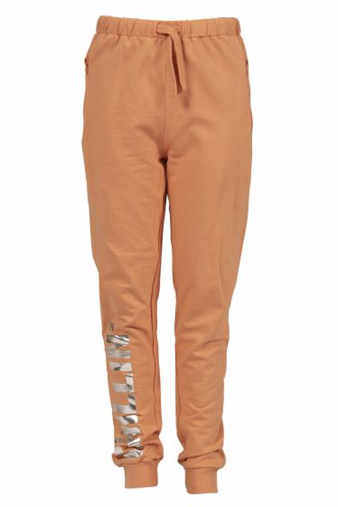 Teen Club joggebukse chillin i økologisk bomull med silverfoil print fersken
