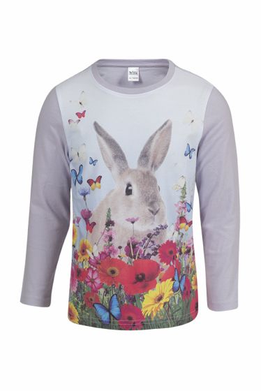 Kids World langermet topp med søtt kanin fotoprint lilla