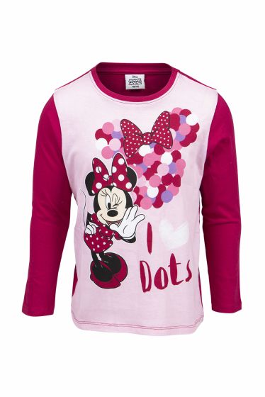 Disney langermet topp med Disney Minnie Mus print cerise