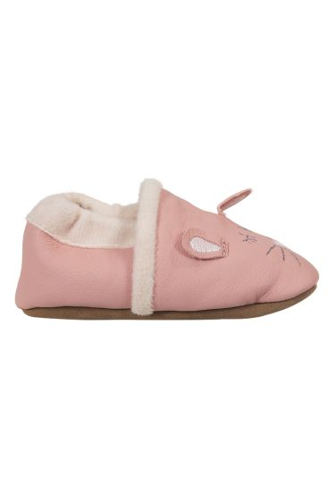 Babytøffel i skinn rosa