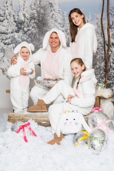 Jumpsuit hare med lange ører herre Hvit