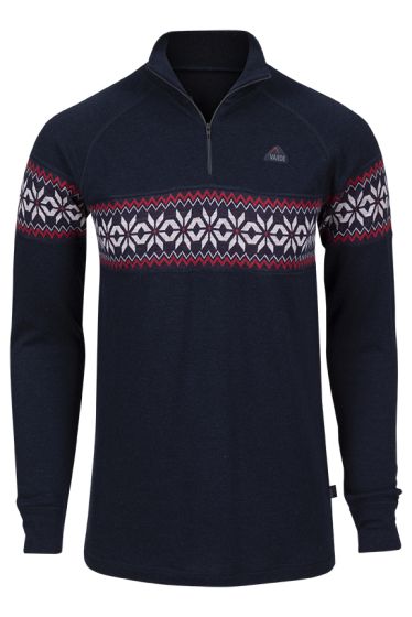 Varde Skarddalstinden overdel i dobbel ull med 1/2-zip marine