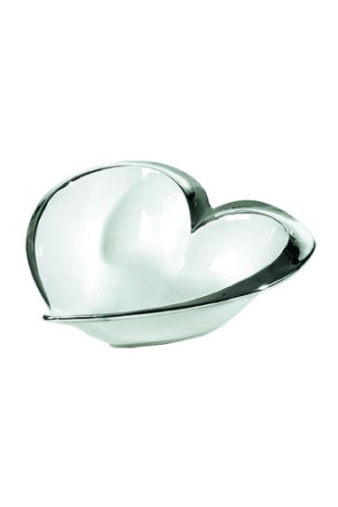 Hjerteskål keramikk 24cm sort-sølv