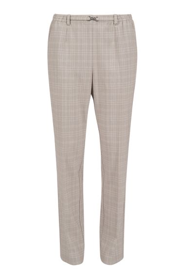 Fair Lady Rutet bukse med legg og strikk i livet beige