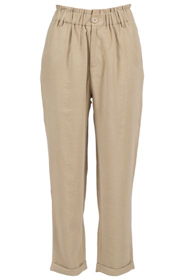 Lifetime chinos med strikk i livet beige