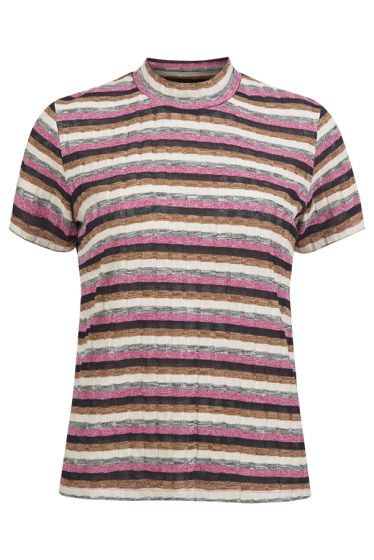Lifetime Elizabeth stripet topp med korte ermer sort-beige