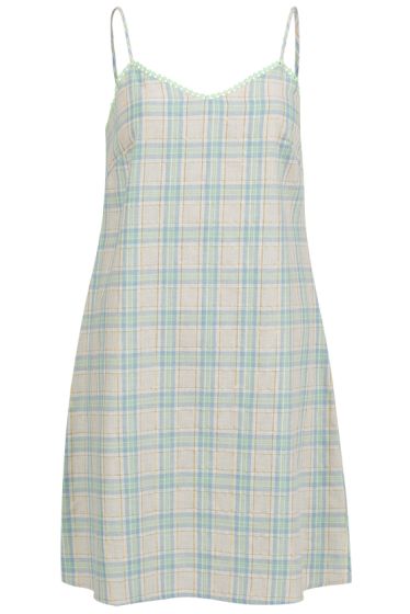 Nightwear flanell nattkjole beige-blå